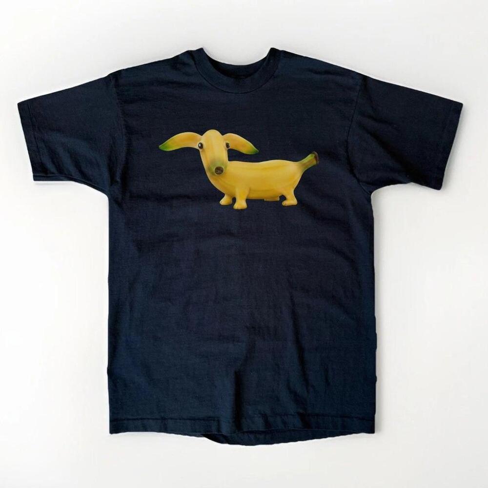 Banana Dog Black Cotton T-Shirt